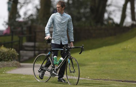 British cyclist Bradley Wiggins poses for photographers during a press day for the Giro d'Italia cycle race at the Kilhey Court hotel in Sta British cyclist Bradley Wiggins poses for photographers during a press day for the Giro d'Italia cycle race at the Kilhey Court hotel in Sta