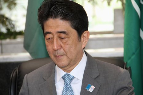 Japanese Prime Minister Shinzo Abe attends a conference at King Abdulaziz University in Jeddah, May 1, 2013. REUTERS/Susan Baaghil Japanese Prime Minister Shinzo Abe attends a conference at King Abdulaziz University in Jeddah, May 1, 2013. REUTERS/Susan Baaghil
