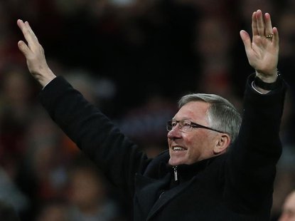 Manchester United's manager Alex Ferguson celebrates after his team clinched the English Premier League soccer title with a win against Asto Manchester United's manager Alex Ferguson celebrates after his team clinched the English Premier League soccer title with a win against Asto