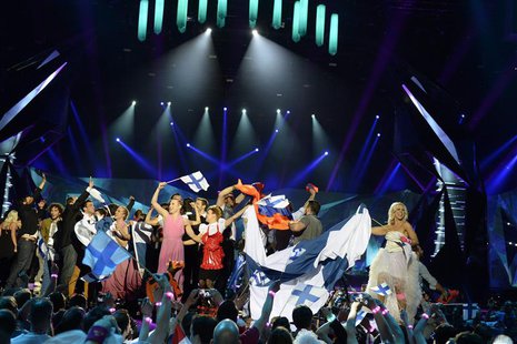 Finland's Krista Siegfrids (R) celebrates making it to the final after the second semi-final of the 2013 Eurovision Song Contest at the Malm Finland's Krista Siegfrids (R) celebrates making it to the final after the second semi-final of the 2013 Eurovision Song Contest at the Malm