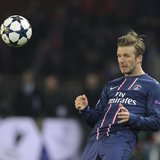 Paris St Germain's David Beckham reacts during their Champions League quarter-final first leg soccer match against Barcelona at the Parc des Paris St Germain's David Beckham reacts during their Champions League quarter-final first leg soccer match against Barcelona at the Parc des