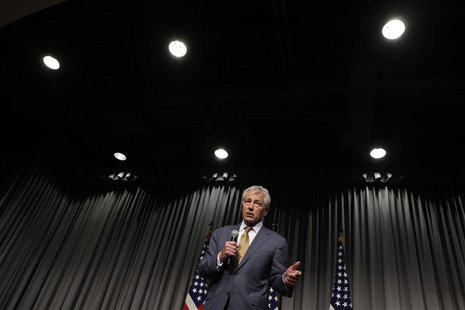 U.S. Secretary of Defense Chuck Hagel speaks at a town hall meeting at the MARK Center in Alexandria, Virginia May 14, 2013. REUTERS/Yuri Gr U.S. Secretary of Defense Chuck Hagel speaks at a town hall meeting at the MARK Center in Alexandria, Virginia May 14, 2013. REUTERS/Yuri Gr