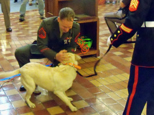 Sgt. Gundlach is reunited with Casey (Photo: Radio Iowa/Wisconsin Radio Network) Sgt. Gundlach is reunited with Casey (Photo: Radio Iowa/Wisconsin Radio Network)