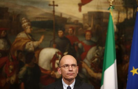 Italian Prime Minister Enrico Letta attends a news conference with European Parliament President Martin Schulz (not pictured) at Chigi palac Italian Prime Minister Enrico Letta attends a news conference with European Parliament President Martin Schulz (not pictured) at Chigi palac