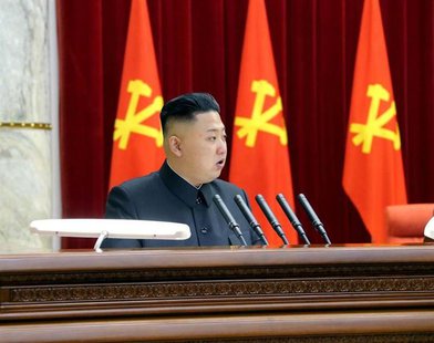 North Korean leader Kim Jong-un speaks during a plenary meeting of the Central Committee of the Workers' Party of Korea in Pyongyang March 3 North Korean leader Kim Jong-un speaks during a plenary meeting of the Central Committee of the Workers' Party of Korea in Pyongyang March 3