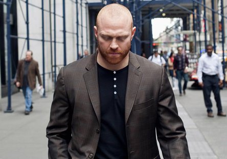 Phoenix Coyotes winger Raffi Torres walks from the NHL offices after meeting with officials in New York April 20, 2012. REUTERS/Keith Bedfor Phoenix Coyotes winger Raffi Torres walks from the NHL offices after meeting with officials in New York April 20, 2012. REUTERS/Keith Bedfor
