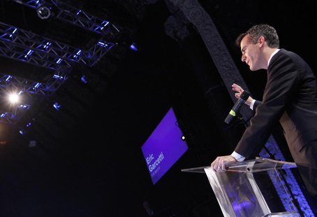Los Angeles mayoral candidate Eric Garcetti speaks during an election night party at Avalon night club in Hollywood, California, March 5, 20 Los Angeles mayoral candidate Eric Garcetti speaks during an election night party at Avalon night club in Hollywood, California, March 5, 20