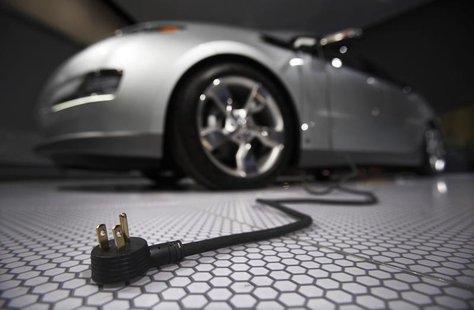 A plug is seen coming from the Chevrolet Volt electric car during the North American International Auto Show in Detroit, Michigan January 13 A plug is seen coming from the Chevrolet Volt electric car during the North American International Auto Show in Detroit, Michigan January 13