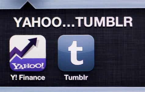 A photo illustration shows the applications of Yahoo and Tumblr on the screen of an iPhone in Zagreb May 20, 2013. REUTERS/Antonio Bronic A photo illustration shows the applications of Yahoo and Tumblr on the screen of an iPhone in Zagreb May 20, 2013. REUTERS/Antonio Bronic