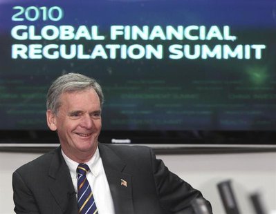 Judd Gregg speaks at the Reuters Global Financial Regulation Summit 2010 in Washington April 27, 2010. REUTERS/Larry Downing Judd Gregg speaks at the Reuters Global Financial Regulation Summit 2010 in Washington April 27, 2010. REUTERS/Larry Downing