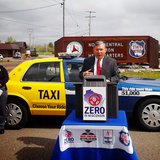 Transportation secretary Mark Gottlieb talks about the Zero in Wisconsin effort at the Wausau State Patrol headquarters, May 21 2013