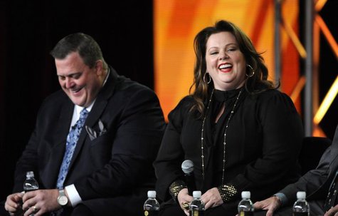 Cast members Billy Gardell (L) and Melissa McCarthy participate in a panel for CBS series "Mike & Molly" during the CBS sessions at the Tele Cast members Billy Gardell (L) and Melissa McCarthy participate in a panel for CBS series "Mike & Molly" during the CBS sessions at the Tele