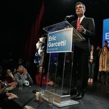 Los Angeles mayoral candidate Eric Garcetti speaks during an election night party at Avalon night club in Hollywood, California, March 5, 20 Los Angeles mayoral candidate Eric Garcetti speaks during an election night party at Avalon night club in Hollywood, California, March 5, 20