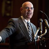 Representative Henry Waxman (D-CA) speak during a news conference calling for no reduction in the Medicare and Medicaid budgets, as part of 