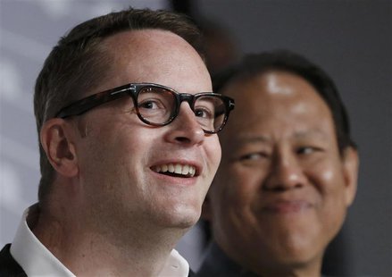 Director Nicolas Winding Refn (L) and cast member Vithaya Pansringarm attend a news conference for the film "Only God Forgives" during the 6 Director Nicolas Winding Refn (L) and cast member Vithaya Pansringarm attend a news conference for the film "Only God Forgives" during the 6