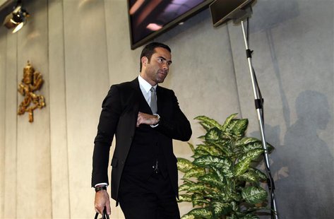 Rene Bruelhart, director of the Vatican's Financial Information Authority (FIA), leaves at the end of a news conference at the Vatican May 2 Rene Bruelhart, director of the Vatican's Financial Information Authority (FIA), leaves at the end of a news conference at the Vatican May 2