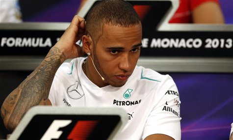 Mercedes Formula One driver Lewis Hamilton of Britain gestures during a news conference ahead of the Monaco F1 Grand Prix May 22, 2013. REUT Mercedes Formula One driver Lewis Hamilton of Britain gestures during a news conference ahead of the Monaco F1 Grand Prix May 22, 2013. REUT