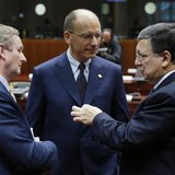 (L-R) Ireland's Prime Minister Enda Kenny and Italy's Prime Minister Enrico Letta listen to European Commission President Jose Manuel Barros (L-R) Ireland's Prime Minister Enda Kenny and Italy's Prime Minister Enrico Letta listen to European Commission President Jose Manuel Barros