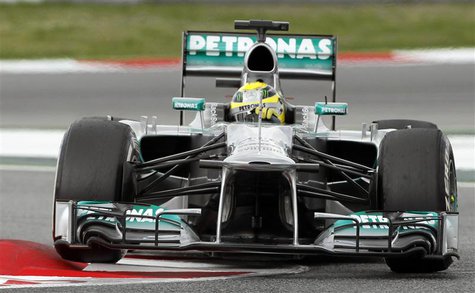 Mercedes Formula One driver Nico Rosberg of Germany drives during the third practice session during the Spanish F1 Grand Prix at the Circuit Mercedes Formula One driver Nico Rosberg of Germany drives during the third practice session during the Spanish F1 Grand Prix at the Circuit