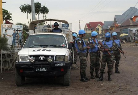 U.N. peacekeepers patrol the streets during the visit of U.N. Secretary-General Ban Ki-moon and World Bank President Jim Yong Kim to Goma, i U.N. peacekeepers patrol the streets during the visit of U.N. Secretary-General Ban Ki-moon and World Bank President Jim Yong Kim to Goma, i