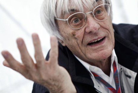 Formula One commercial supremo Bernie Ecclestone gestures as he is interviewed prior to the German F1 Grand Prix at the Nuerburgring circuit Formula One commercial supremo Bernie Ecclestone gestures as he is interviewed prior to the German F1 Grand Prix at the Nuerburgring circuit