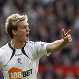 Bolton Wanderers' Stuart Holden gestures during their English Premier League soccer match at Old Trafford in Manchester, northern England, M Bolton Wanderers' Stuart Holden gestures during their English Premier League soccer match at Old Trafford in Manchester, northern England, M