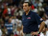 The U.S. head coach Mike Krzyzewski watches his team against Spain during their men's gold medal basketball match at the North Greenwich Are