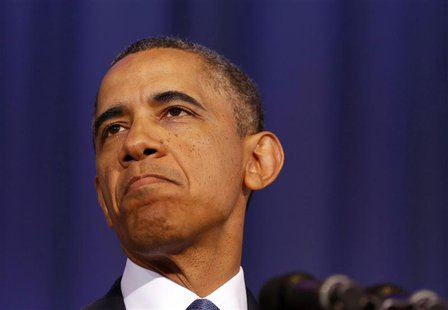 U.S. President Barack Obama pauses as he speaks about his administration's counter-terrorism policy at the National Defense University at Fo U.S. President Barack Obama pauses as he speaks about his administration's counter-terrorism policy at the National Defense University at Fo