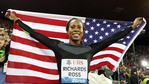 Sanya Richards-Ross of the U.S. celebrates as she won the women's 400m race during the Weltklasse Diamond League meeting in Zurich August 30 Sanya Richards-Ross of the U.S. celebrates as she won the women's 400m race during the Weltklasse Diamond League meeting in Zurich August 30