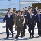 Choe Ryong-hae (C), director of the General Political Bureau of the Korean People's Army (KPA) of North Korea, walks with Chinese Ambassador Choe Ryong-hae (C), director of the General Political Bureau of the Korean People's Army (KPA) of North Korea, walks with Chinese Ambassador