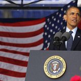 U.S. President Barack Obama speaks at the U.S. Naval Academy commencement ceremony in Annapolis, May 24, 2013. REUTERS/Larry Downing