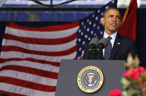 U.S. President Barack Obama speaks at the U.S. Naval Academy commencement ceremony in Annapolis, May 24, 2013. REUTERS/Larry Downing U.S. President Barack Obama speaks at the U.S. Naval Academy commencement ceremony in Annapolis, May 24, 2013. REUTERS/Larry Downing