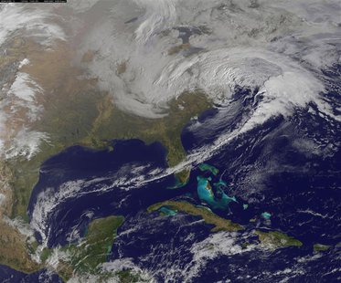 A winter storm system is seen over the eastern United States in this March 6, 2013 satellite image courtesy of NASA. REUTERS/NASA/NOAA/GOES/ A winter storm system is seen over the eastern United States in this March 6, 2013 satellite image courtesy of NASA. REUTERS/NASA/NOAA/GOES/