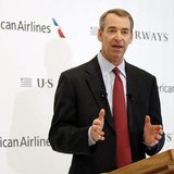 American Airlines Chairman, President and CEO Tom Horton announces the planned merger of AMR Corp, the parent of American Airlines, with U.S