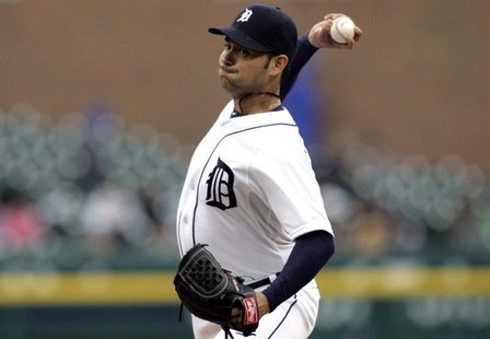 Detroit Tigers starting pitcher Anibal Sanchez throws to the Toronto Blue Jays during the first inning of their MLB American League baseball Detroit Tigers starting pitcher Anibal Sanchez throws to the Toronto Blue Jays during the first inning of their MLB American League baseball