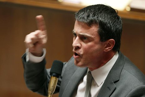 French Interior Minister Manuel Valls speaks during the questions to the government session at the National Assembly in Paris April 23, 2013 French Interior Minister Manuel Valls speaks during the questions to the government session at the National Assembly in Paris April 23, 2013