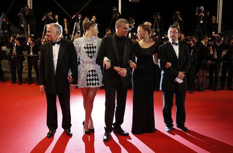 Producer Brahim Chioua, cast member Adele Exarchopoulos, director Abdellatif Kechiche, cast member Lea Seydoux and producer Vincent Maraval Producer Brahim Chioua, cast member Adele Exarchopoulos, director Abdellatif Kechiche, cast member Lea Seydoux and producer Vincent Maraval
