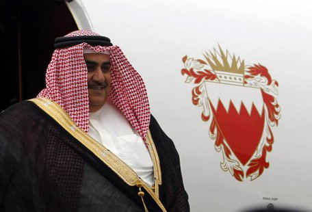 Bahrain's Foreign Minister Sheikh Khaled bin Ahmed al-Khalifa disembarks from a plane upon his arrival in Riyadh, for a Gulf Cooperation Cou Bahrain's Foreign Minister Sheikh Khaled bin Ahmed al-Khalifa disembarks from a plane upon his arrival in Riyadh, for a Gulf Cooperation Cou