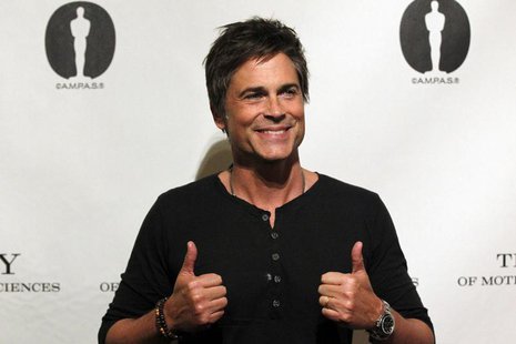 Cast member Rob Lowe poses before a screening and panel discussion for the reunion of the cast of the 1992 movie "Wayne's World" at the Acad Cast member Rob Lowe poses before a screening and panel discussion for the reunion of the cast of the 1992 movie "Wayne's World" at the Acad