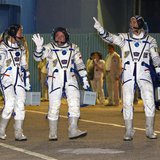 The International Space Station crew members (L to R) U.S. astronaut Karen Nyberg, Russian cosmonaut Fyodor Yurchikhin and Italian astronaut The International Space Station crew members (L to R) U.S. astronaut Karen Nyberg, Russian cosmonaut Fyodor Yurchikhin and Italian astronaut