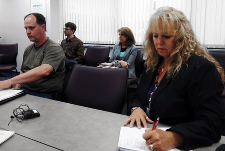 State jail inspector Denise Ellis (right) presents her findings to the Marathon County jail safety panel, May 28 2013 State jail inspector Denise Ellis (right) presents her findings to the Marathon County jail safety panel, May 28 2013