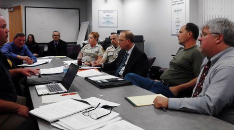 Members of the Jail Safety Panel meet with Correction officers Bill Baudry and Danielle Gray (center left) and Judge Mike Moran (far right), May 28, 2013 Members of the Jail Safety Panel meet with Correction officers Bill Baudry and Danielle Gray (center left) and Judge Mike Moran (far right), May 28, 2013