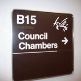 Marshfield Council Chambers sign
