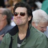 Actor Jim Carrey attends a hand and footprint ceremony for actress Jane Fonda in the forecourt of the Chinese theatre in Hollywood, Californ