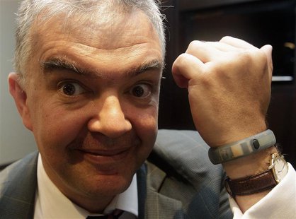 ARM's Chief Marketing Officer and EVP of Business Development Ian Drew displays the Nike+ FuelBand, which contains STM32 ARM Cortex-M3 chips ARM's Chief Marketing Officer and EVP of Business Development Ian Drew displays the Nike+ FuelBand, which contains STM32 ARM Cortex-M3 chips