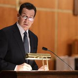 Dannel Malloy, Governor of Connecticut speaks to mourners gathererd inside the St. Rose of Lima Roman Catholic Church at a vigil service for Dannel Malloy, Governor of Connecticut speaks to mourners gathererd inside the St. Rose of Lima Roman Catholic Church at a vigil service for