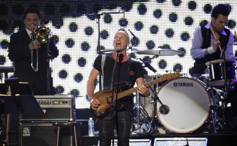 Sting performs "Lonesome Day" during the 2013 MusiCares Person of the Year tribute honoring Bruce Springsteen in Los Angeles, California Feb Sting performs "Lonesome Day" during the 2013 MusiCares Person of the Year tribute honoring Bruce Springsteen in Los Angeles, California Feb