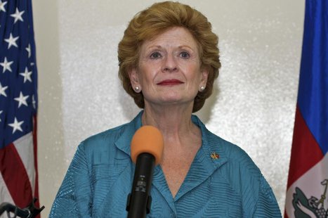 U.S. Senator Debbie Stabenow (D-MI) speaks during a news conference at the Toussaint Louverture Airport in Port-au-Prince February 21, 2013. U.S. Senator Debbie Stabenow (D-MI) speaks during a news conference at the Toussaint Louverture Airport in Port-au-Prince February 21, 2013.