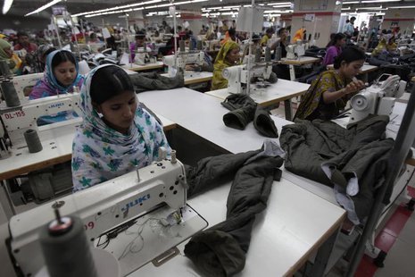 Women work at a garment factory in Savar July 27, 2012. REUTERS/Andrew Biraj Women work at a garment factory in Savar July 27, 2012. REUTERS/Andrew Biraj