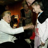 Film legend Esther Williams greets an admiring fan during a reception at the Academy of Motion Picture Arts and Sciences to screen the re-ma